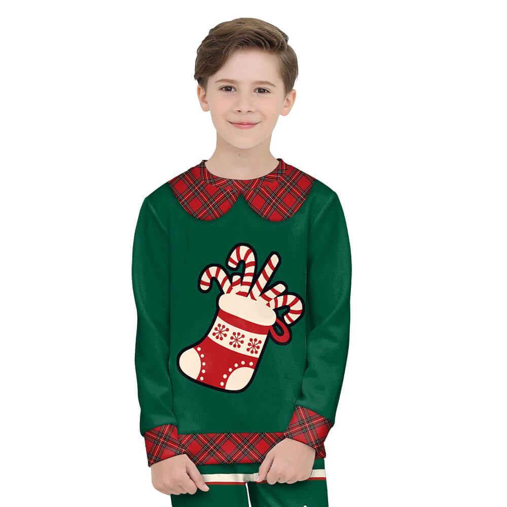 Kids Christmas Sweatshirt Boys Girls Long Sleeve Xmas Pullover Shirt and Pants Set for 4-8 years