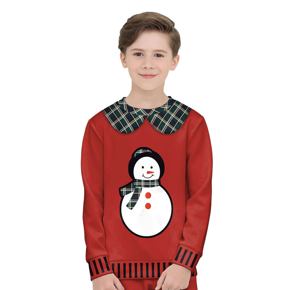 Kids Christmas Sweatshirt Boys Girls Long Sleeve Xmas Pullover Shirt and Pants Set for 4-8 years