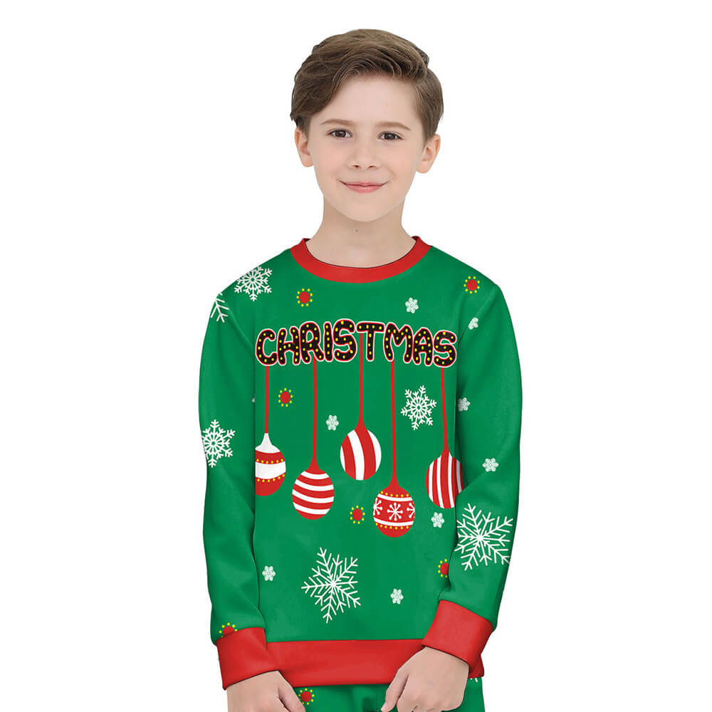 Kids Christmas Sweatshirt Boys Girls Long Sleeve Xmas Pullover Shirt and Pants Set for 4-8 years