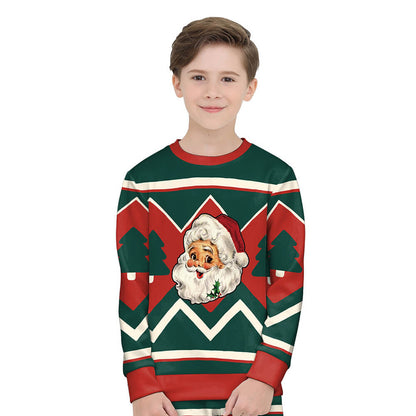 Kids Christmas Sweatshirt Boys Girls Long Sleeve Xmas Pullover Shirt and Pants Set for 4-8 years