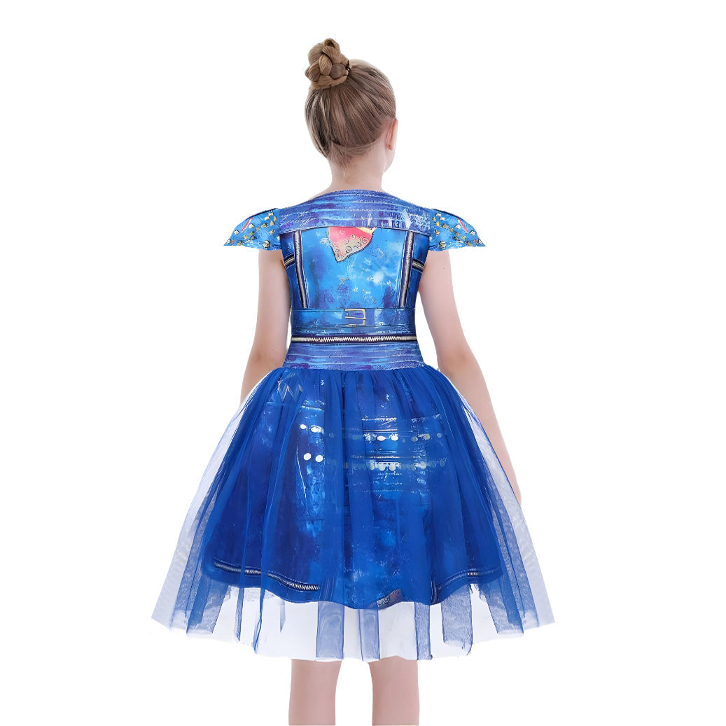 Girls Evie Costume Princess Birthday Party Tulle Dress Cosplay Fancy Outfit