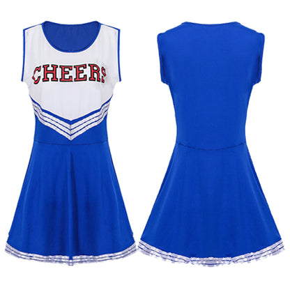 Adult Cheerleader Costume High School Girls Cheerleader Uniforms Cheer Dress Pom Poms Socks