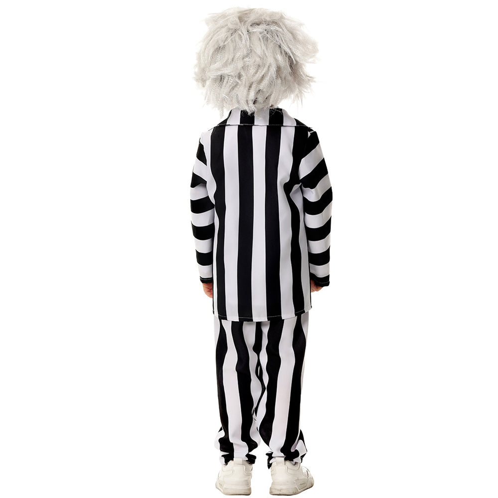 Kid's Betelgeuse Costume Black and White Striped Suit Horror Movie Halloween Outfit