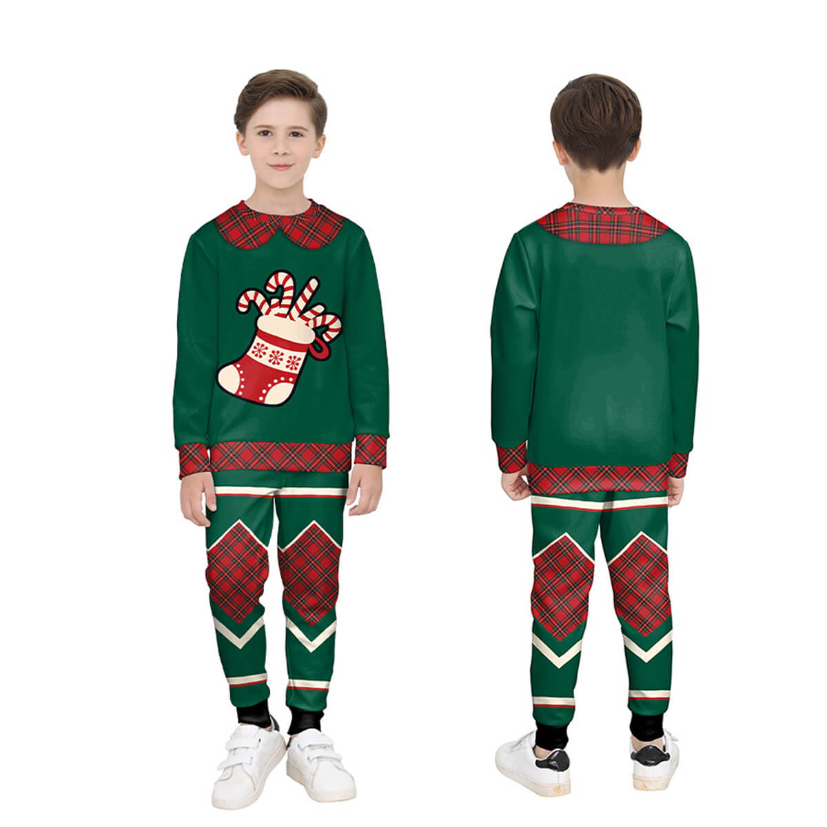 Kids Christmas Sweatshirt Boys Girls Long Sleeve Xmas Pullover Shirt and Pants Set for 4-8 years