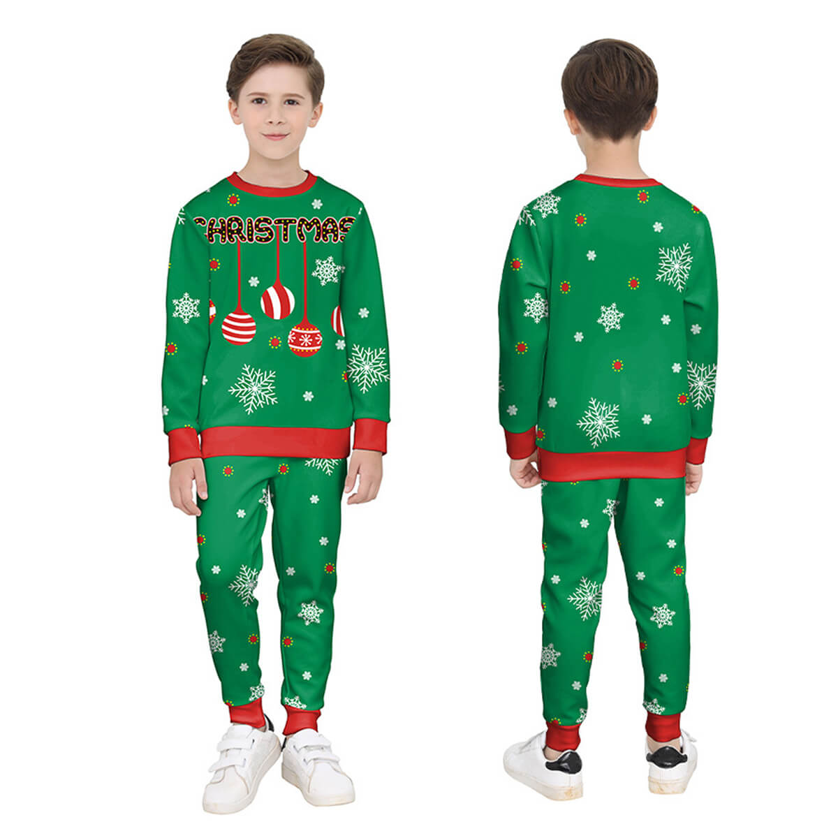 Kids Christmas Sweatshirt Boys Girls Long Sleeve Xmas Pullover Shirt and Pants Set for 4-8 years