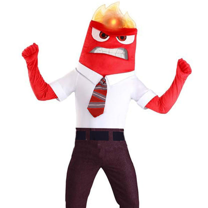 Inside Out Anger Cosplay Costume Inside Anger Jumpsuit with Gloves for Dress Up Party