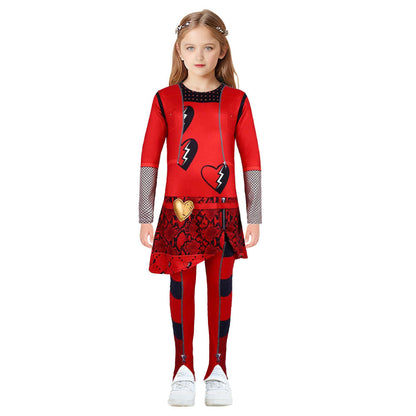 Girls Princess Red Costume The Rise of Red Jumpsuit and Wig for Cosplay