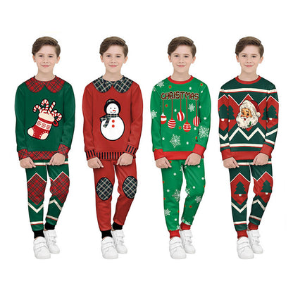 Kids Christmas Sweatshirt Boys Girls Long Sleeve Xmas Pullover Shirt and Pants Set for 4-8 years