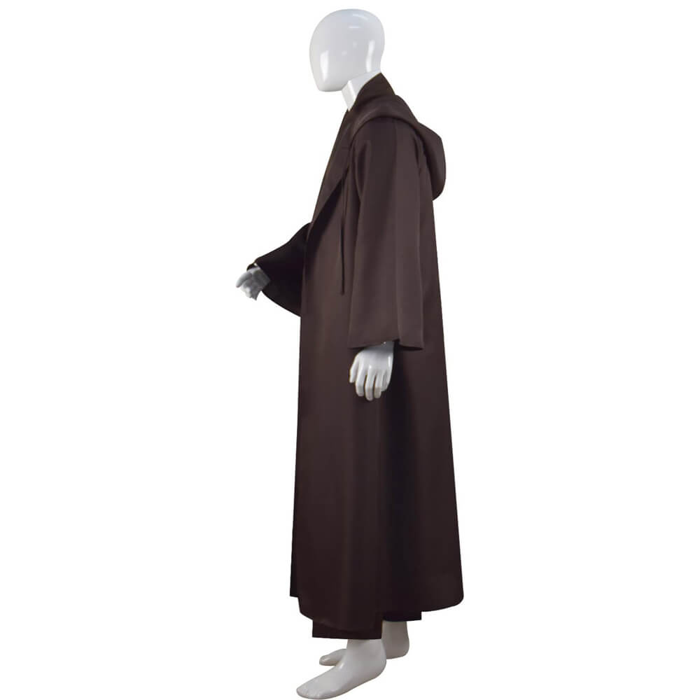 Anakin Skywalker Costume Adult Brown Jedi Hooded Robe Shirt Pants Full Set Outfits