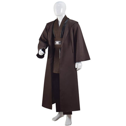 Anakin Skywalker Costume Adult Brown Jedi Hooded Robe Shirt Pants Full Set Outfits
