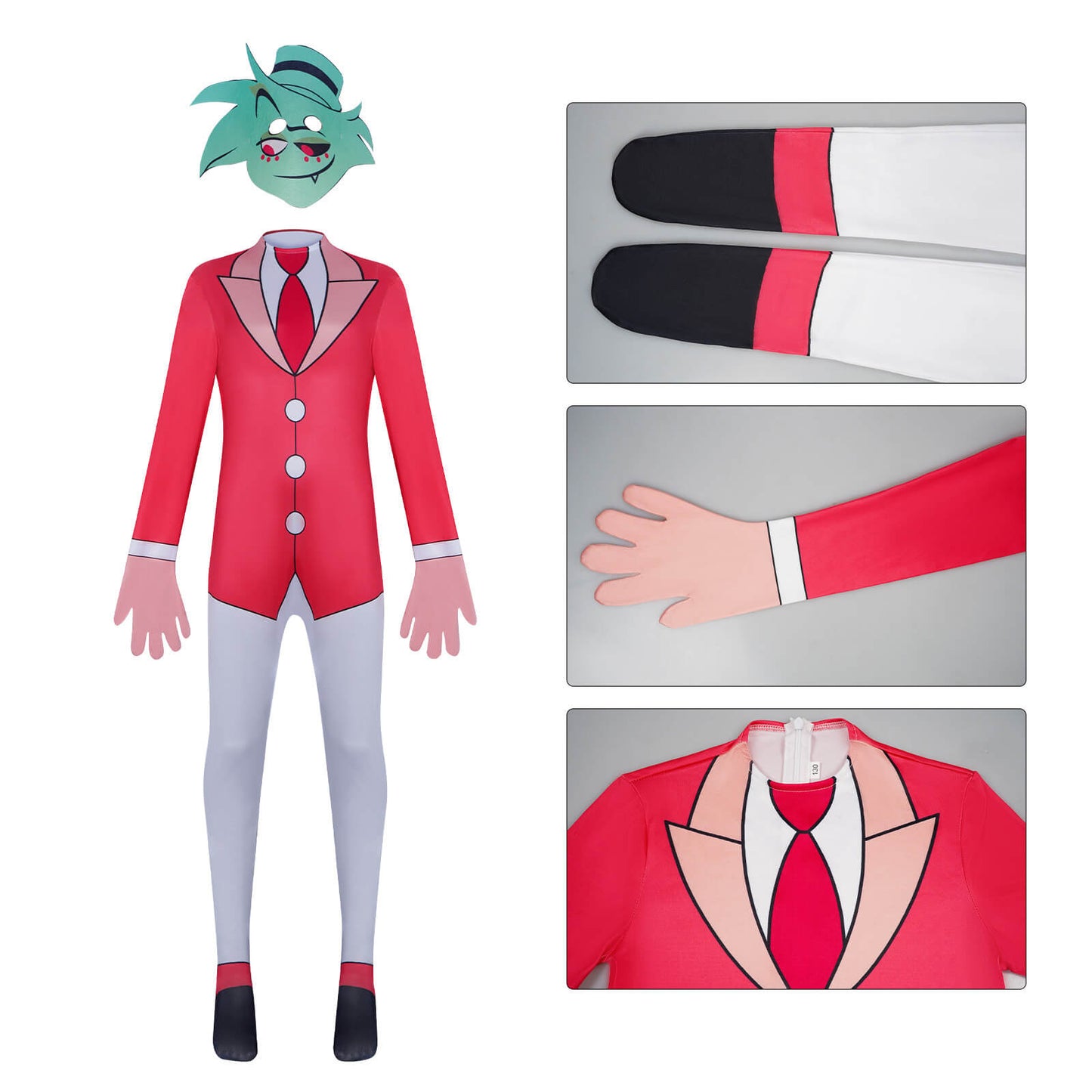 Hazbin Hotel Cosplay Jumpsuit with Mask Party Carnival Halloween Costumes