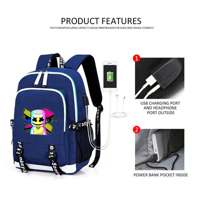 Anti Theft Marshmallow Backpack Luminous Travel Backpack with USB Charging Port, Unisex College Bookbag Laptop Backpack