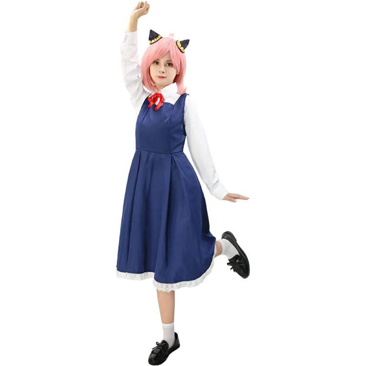 Anya Forger Blue Dress Anime Anya Forger Cosplay Costume Shirt Dress Full Set