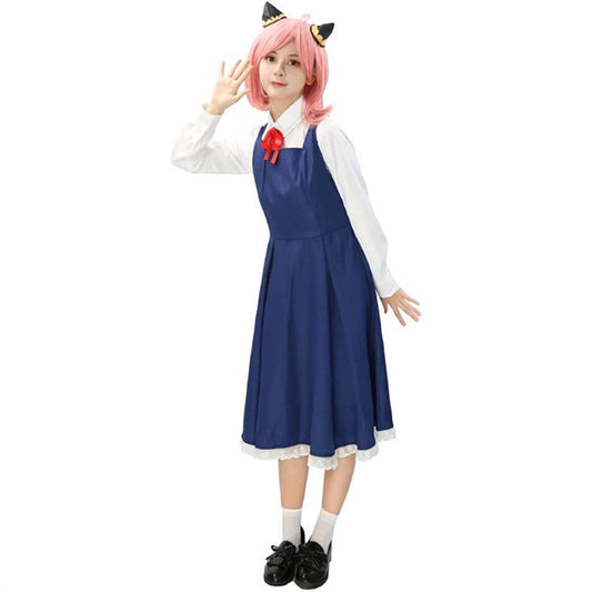 Anya Forger Blue Dress Anime Anya Forger Cosplay Costume Shirt Dress Full Set