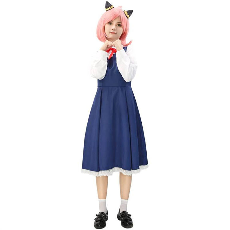 Anya Forger Blue Dress Anime Anya Forger Cosplay Costume Shirt Dress Full Set