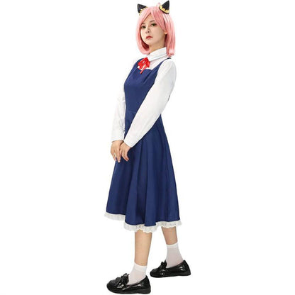 Anya Forger Blue Dress Anime Anya Forger Cosplay Costume Shirt Dress Full Set