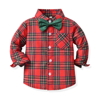 Baby Boy Christmas Outfit Toddler Dress Shirt Bow Tie and Pants Xmas Suit Formal Clothes Sets