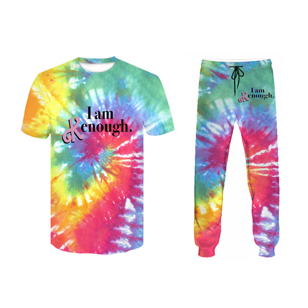 I Am Kenough T-Shirt Rainbow Tie-Dye Shirt Movie Cosplay Daily Wear Shirt and Shorts