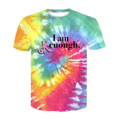 I Am Kenough T-Shirt Rainbow Tie-Dye Shirt Movie Cosplay Daily Wear Shirt and Shorts