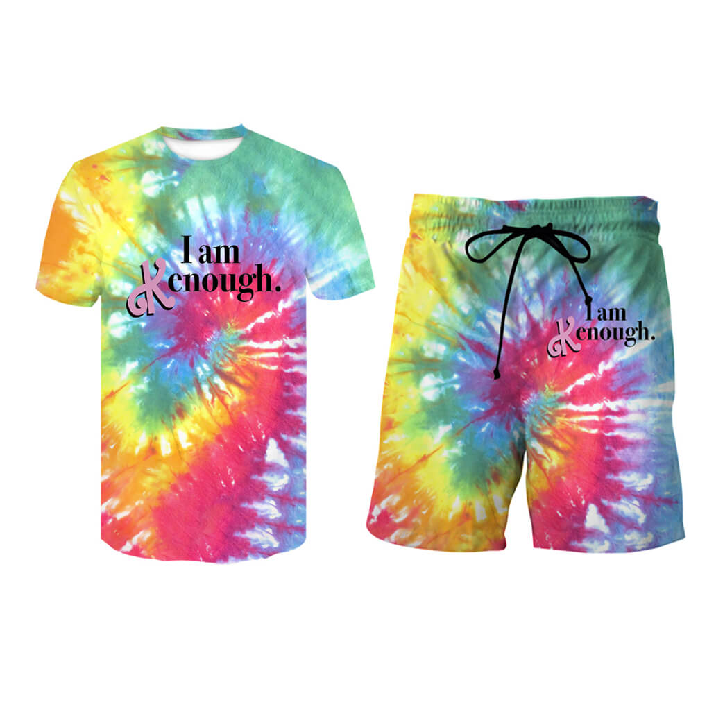 I Am Kenough T-Shirt Rainbow Tie-Dye Shirt Movie Cosplay Daily Wear Shirt and Shorts