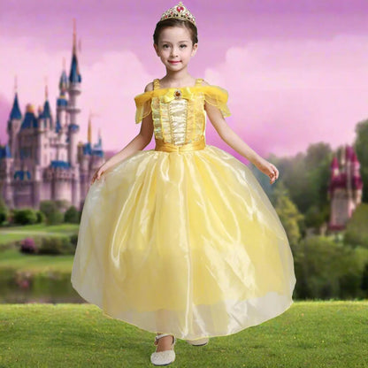 Girls Sleeveless Ball Gown Dress Beast Princess Costume Halloween Cosplay