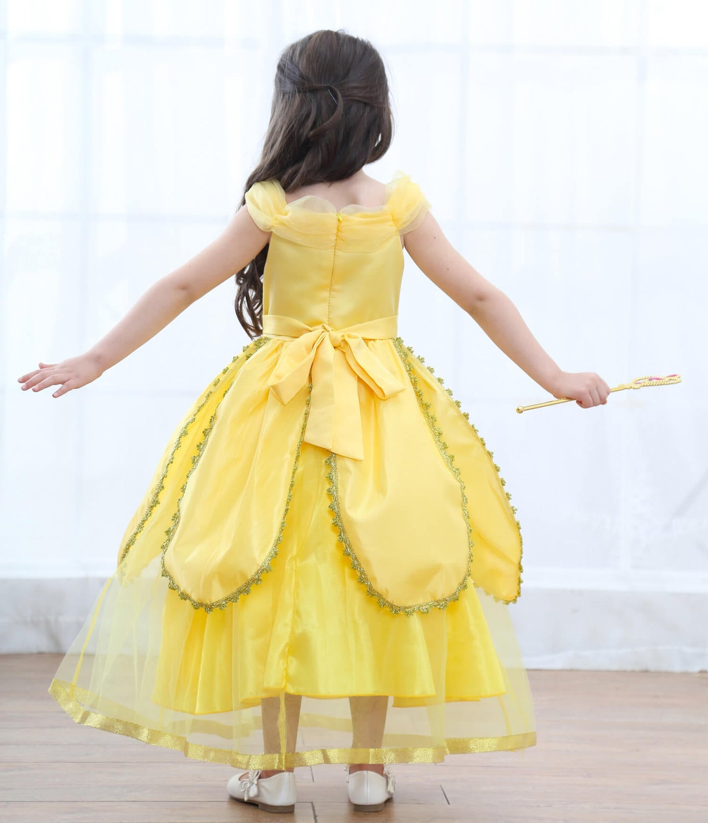 Princess Belle Dress 3D Flowers Party Ball Gown Carnival Dress Halloween Costume