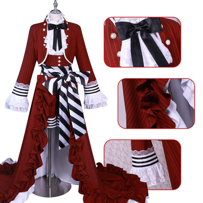 Adult Ciel Phantomhive Costume Ciel Red Party Dress Cosplay Costume Full Set