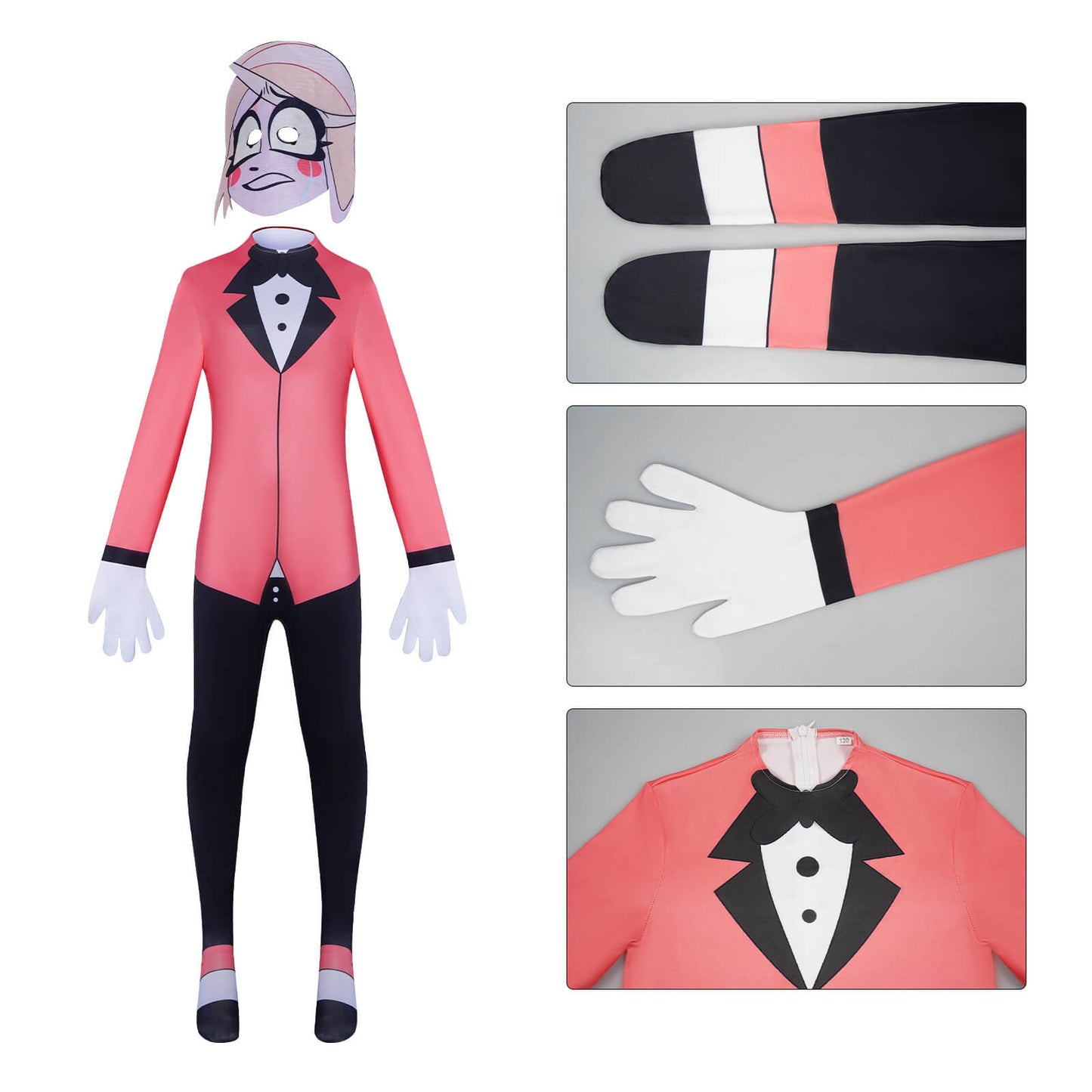 Hazbin Hotel Cosplay Jumpsuit with Mask Party Carnival Halloween Costumes