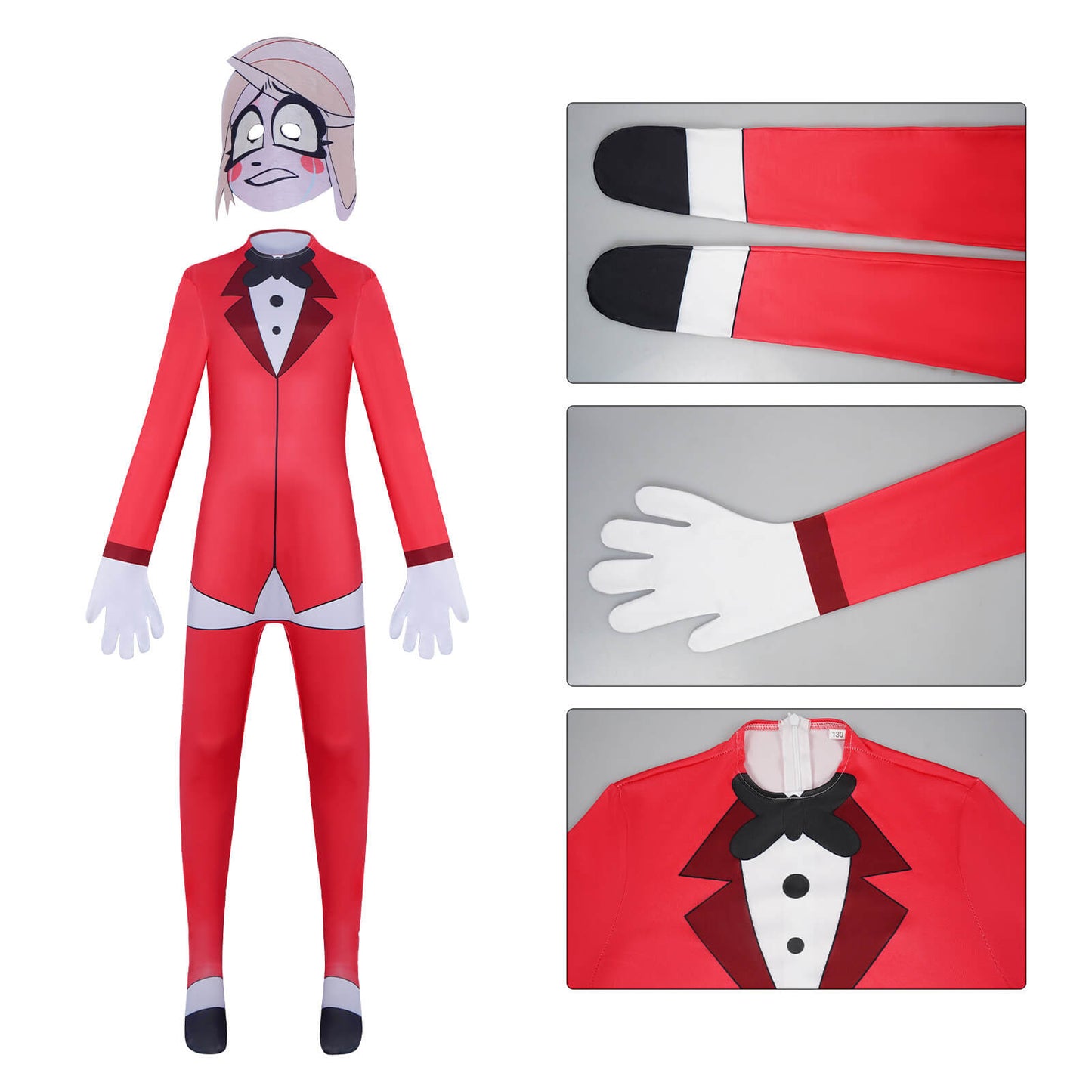 Hazbin Hotel Cosplay Jumpsuit with Mask Party Carnival Halloween Costumes