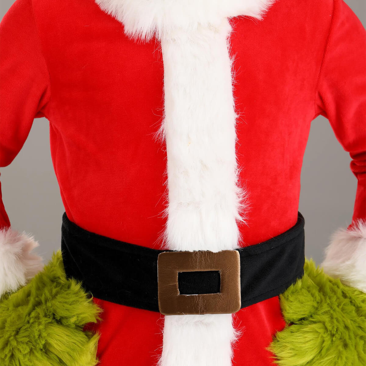 Christmas Green Monster Costume Kids Adults Furry Santa 6pcs Suit Unisex Xmas Outfit