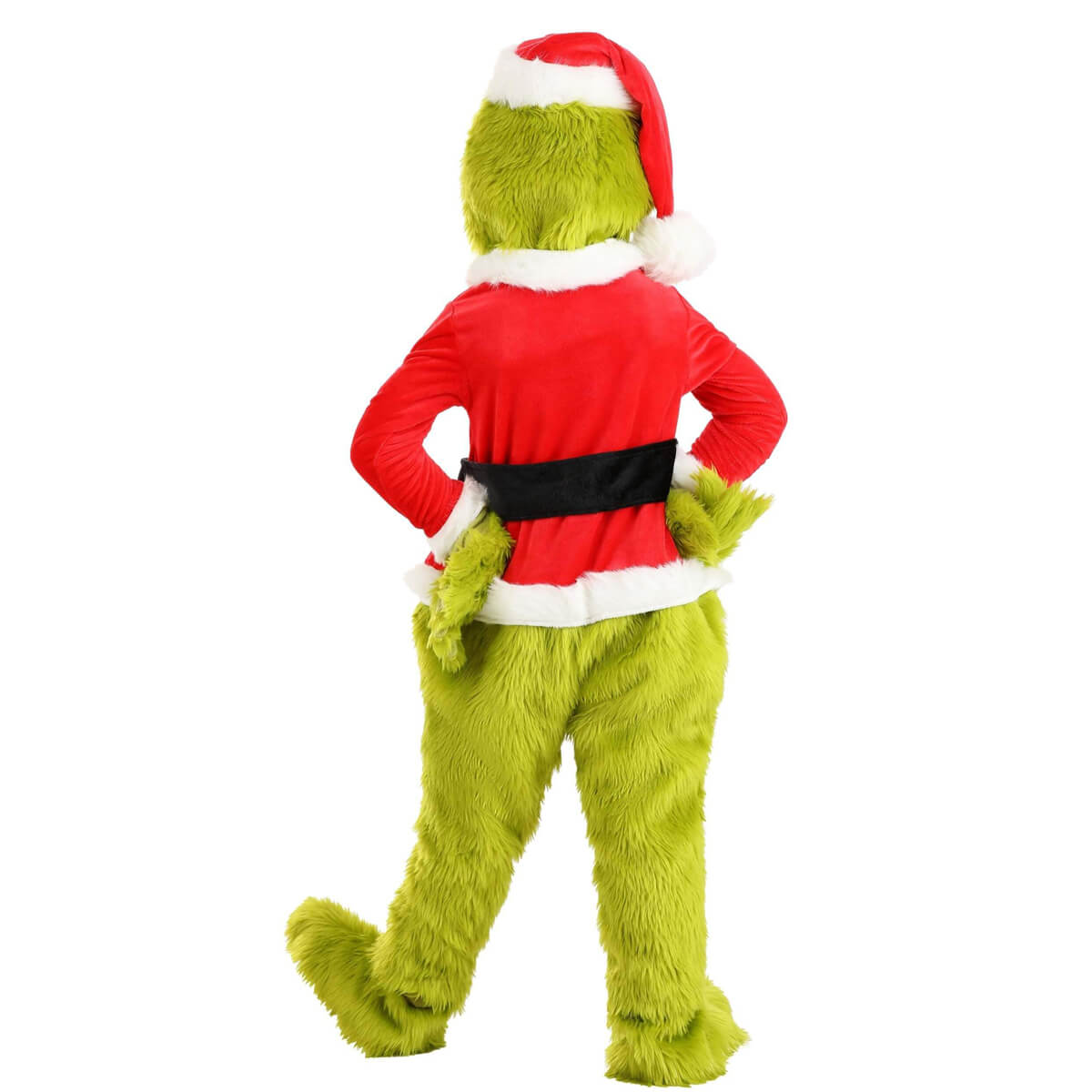 Christmas Green Monster Costume Kids Adults Furry Santa 6pcs Suit Unisex Xmas Outfit