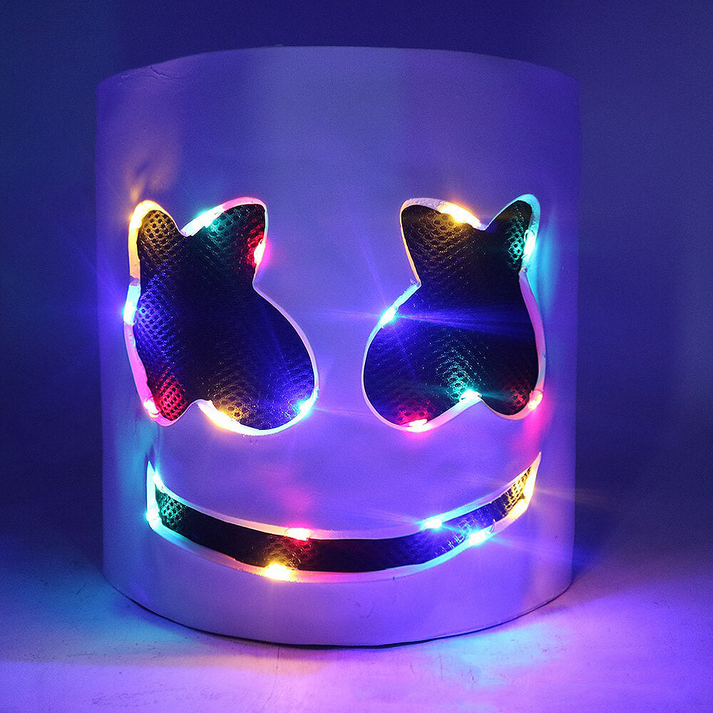 Kids DJ Marsh-mello Costume with Mask Goves LED Helmet Halloween Marshmallow Cosplay DJ Sets
