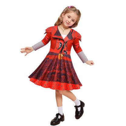 Girls Red Costume The Rise of Red Cosplay Dress Pants and Gloves for Halloween