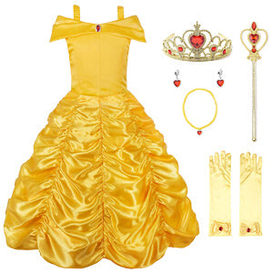 Princess Belle Dress Beauty Role Playing Costume Birthday Dress Ball Gown