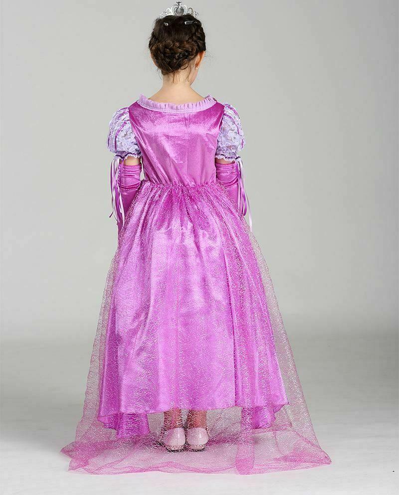 Girls Princess Purple Dress Fairy Tales Cosplay Costume Birthday Carnival Halloween Costume