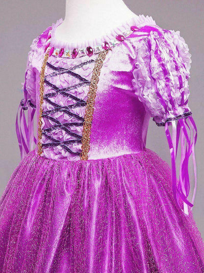 Girls Princess Purple Dress Fairy Tales Cosplay Costume Birthday Carnival Halloween Costume