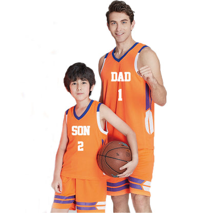 Father And Son Sport Jersey Matching Birthday Gift Dad #1 Son #2 Basketball Vest Outfits