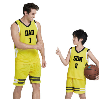 Father And Son Sport Jersey Matching Birthday Gift Dad #1 Son #2 Basketball Vest Outfits