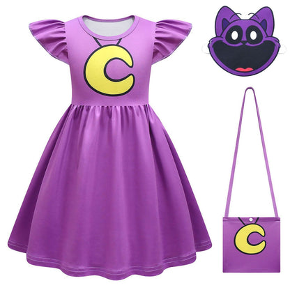 Girls Catnap Costume Smiling Critters Catnap Cosplay Outfit Dress Mask and Bag