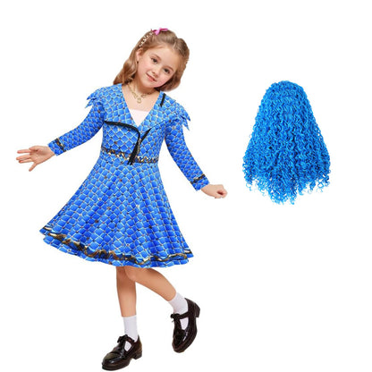 Kids Chloe Costume The Rise of Red Girls Charming Blue Chloe Dress Movie Cosplay Outfits