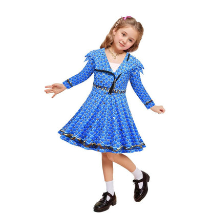 Kids Chloe Costume The Rise of Red Girls Charming Blue Chloe Dress Movie Cosplay Outfits