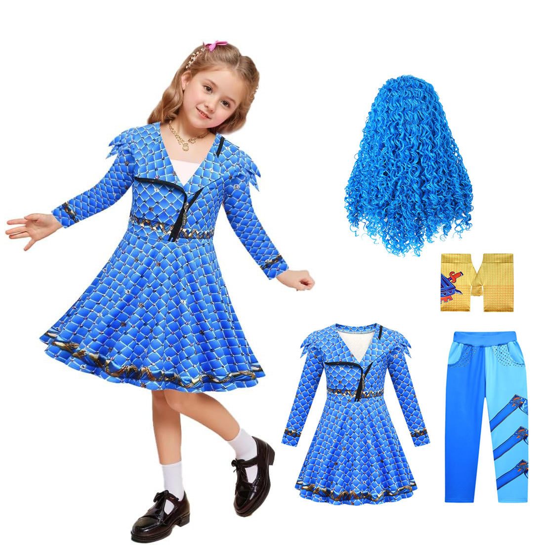 Kids Chloe Costume The Rise of Red Girls Charming Blue Chloe Dress Movie Cosplay Outfits