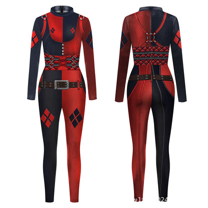 Harley Costume Women Harley Joker Jumpsuit Girls Sexy Halloween Cosplay Outfit