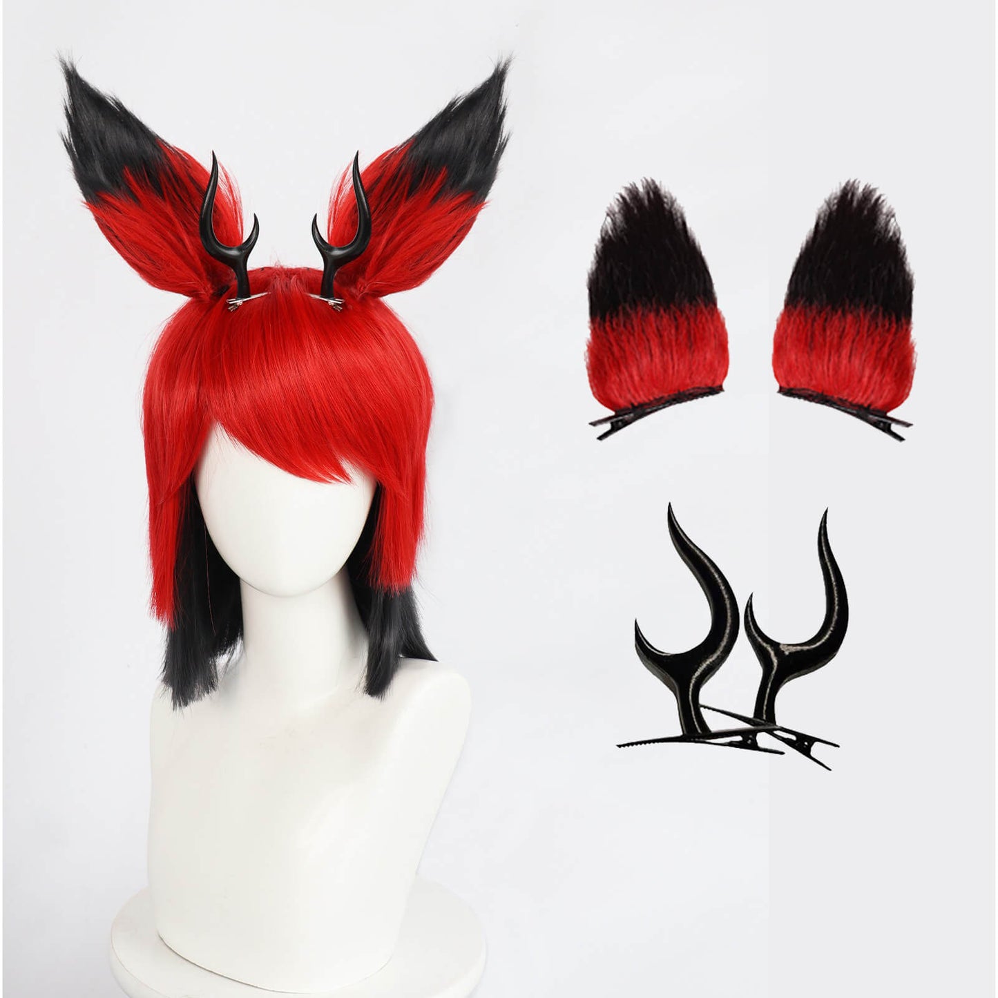 Alastor Cosplay Wig Hazbin Character Alastor Modeling Wig and Horns