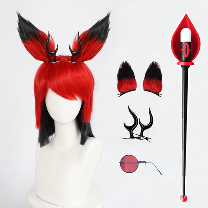 Alastor Cosplay Wig Hazbin Character Alastor Modeling Wig and Horns