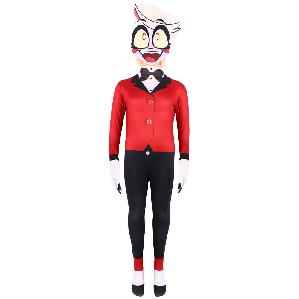 Kids Charlie Morningsta Costume Hazbin Hotel Cosplay Outfit Princess of Hell Jumpsuit Helmet Suit