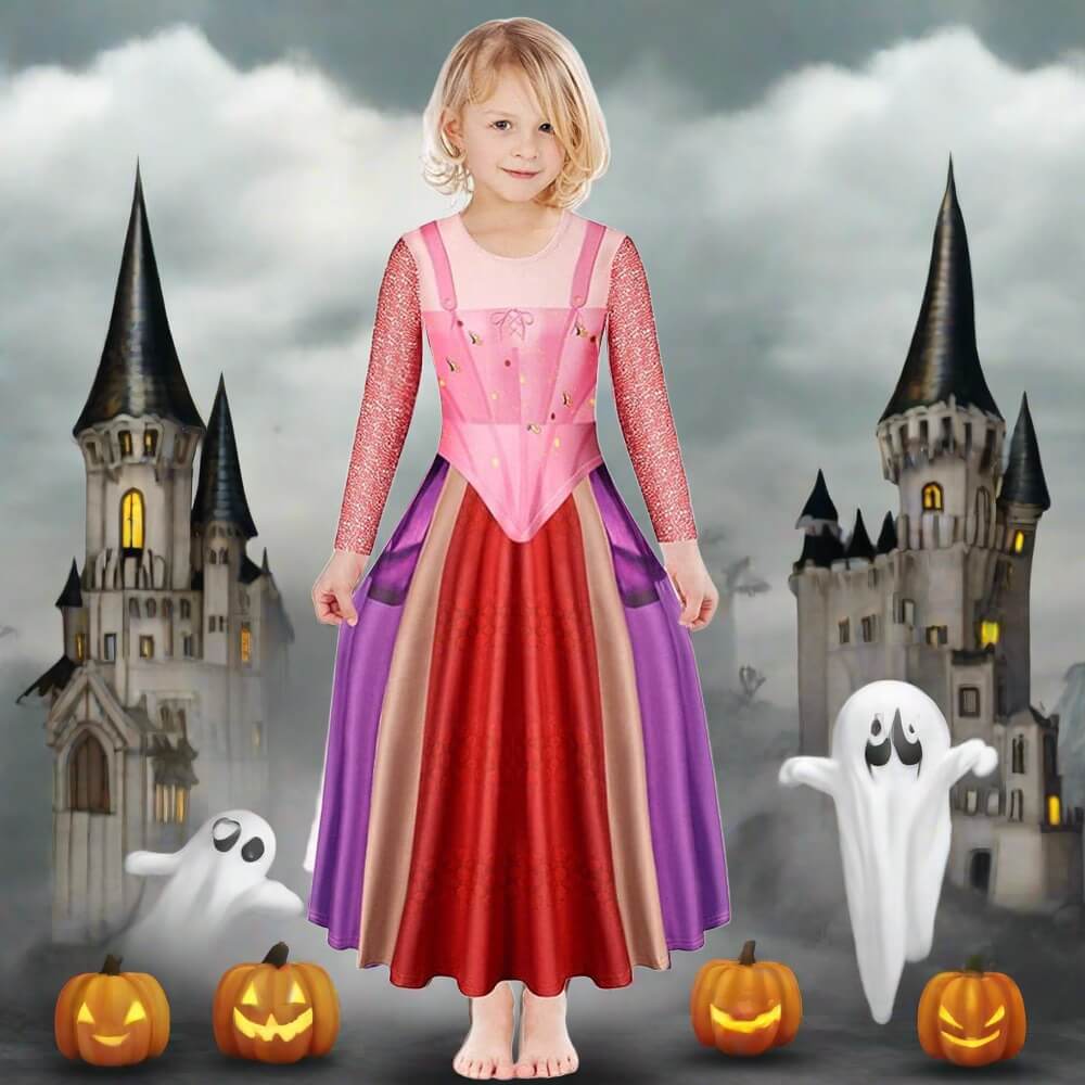 Kids Sarah Sanderson Costume Girls Halloween Cosplay Dress