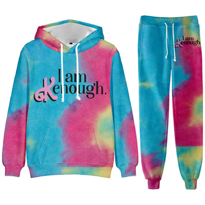 I Am Kenough Hoodie Tie-Dye Green Shirts Movie  Ryan Gosling Cosplay Daily Wear Top and Bottom