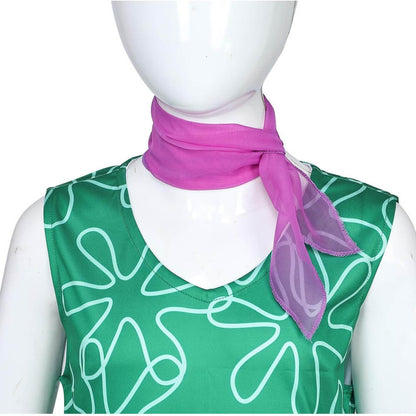 Inside Out Disgust Costume Green Sleeveless Dress with Belt and Scarf Kids Disgust Cosplay Outfit