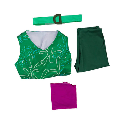 Inside Out Disgust Costume Green Sleeveless High Waist Dress Full Set Women Disgust Cosplay Outfit